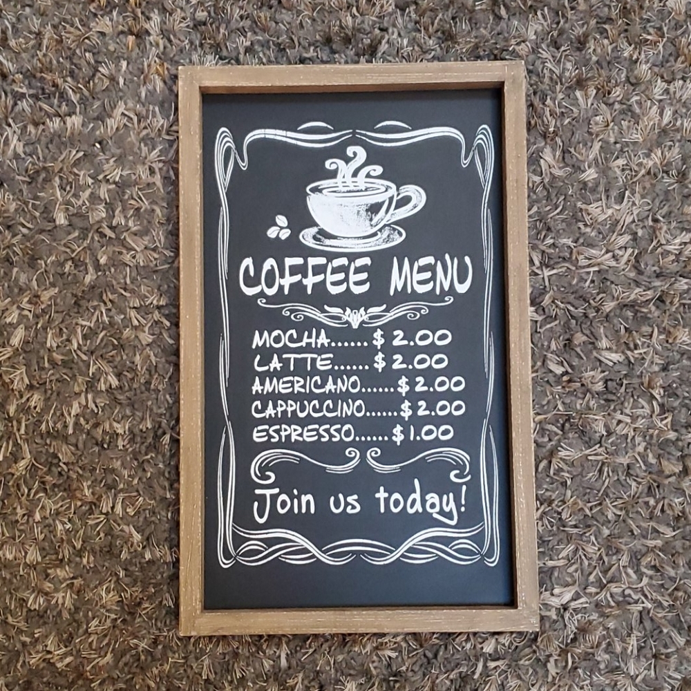 Coffee Menu Wooden Sign